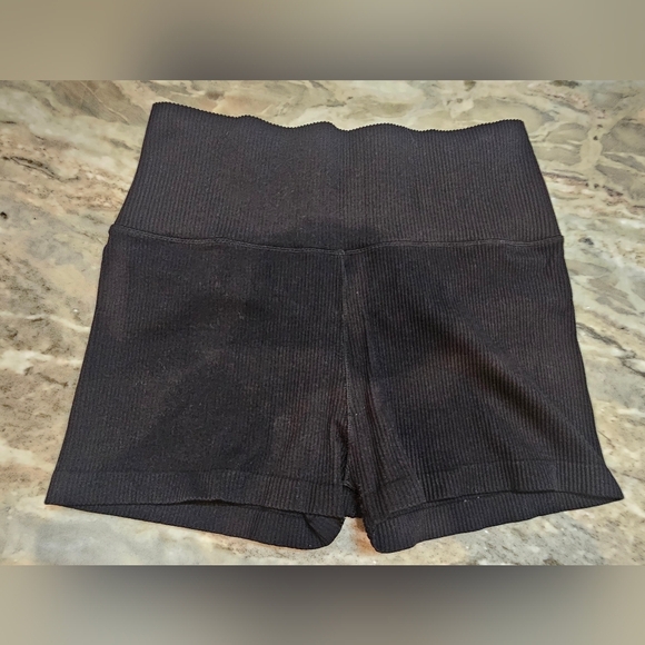 Other - High-Waisted Black Ribbed Shapewear Shorts  Seamless Tummy Control Compression M